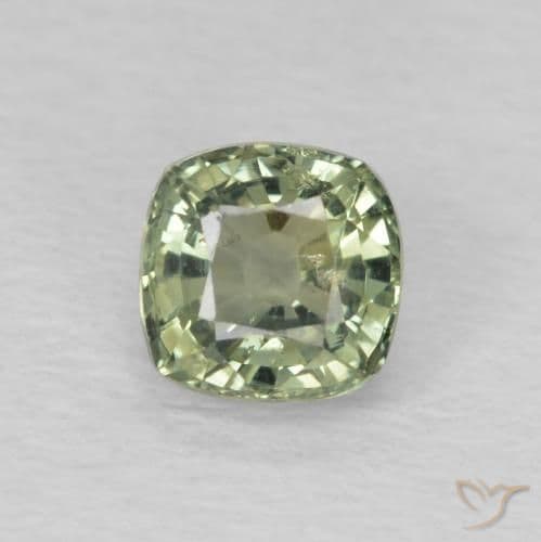 0.64ct Natural Light Green Sapphire, Cushion Cut, 4.6x4.5 mm
