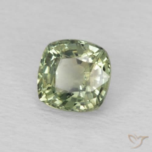 0.64ct Natural Light Green Sapphire, Cushion Cut, 4.6x4.5 mm