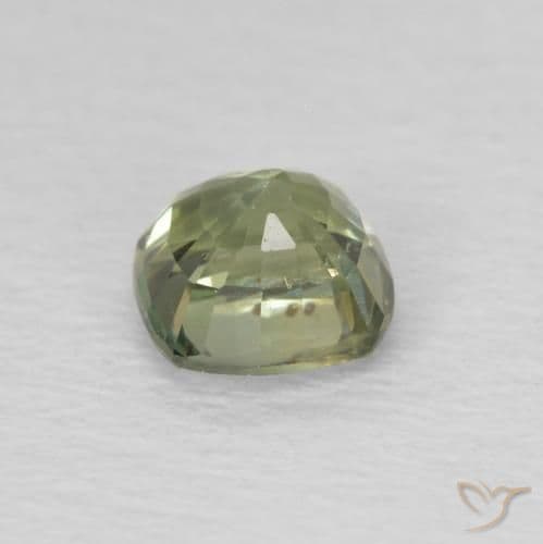 0.64ct Natural Light Green Sapphire, Cushion Cut, 4.6x4.5 mm