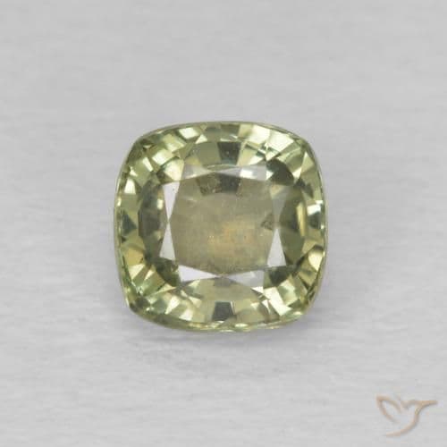 0.66ct Natural Sage Green Sapphire, Cushion Cut, 4.5x4.5 mm