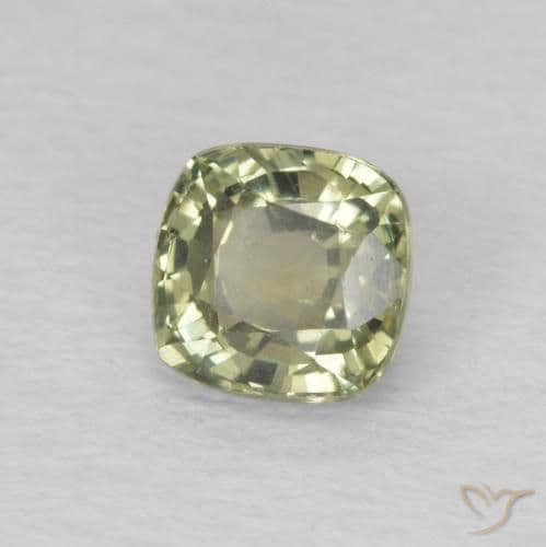 0.66ct Natural Sage Green Sapphire, Cushion Cut, 4.5x4.5 mm