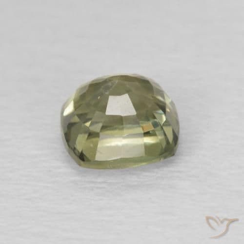 0.66ct Natural Sage Green Sapphire, Cushion Cut, 4.5x4.5 mm