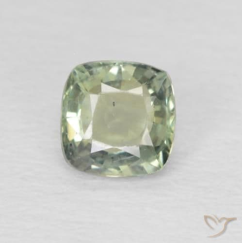 0.49ct Light Sage Green Sapphire, Cushion Cut, 4.5x4.4 mm