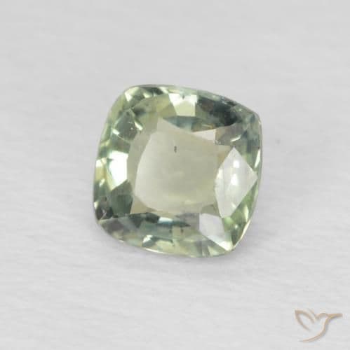 0.49ct Light Sage Green Sapphire, Cushion Cut, 4.5x4.4 mm