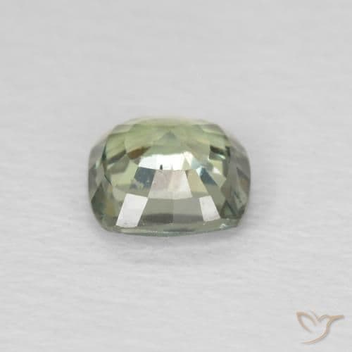 0.49ct Light Sage Green Sapphire, Cushion Cut, 4.5x4.4 mm