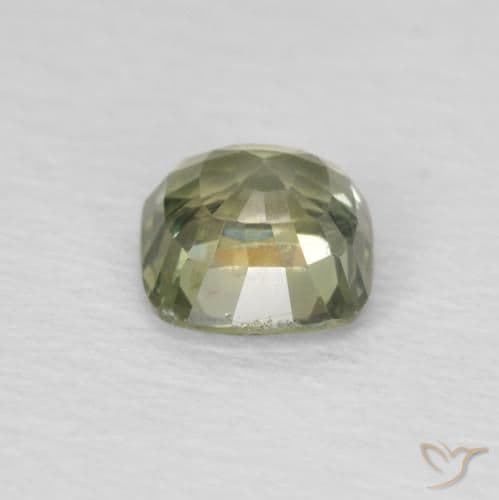 0.57ct Light Pear Green Sapphire, Cushion Cut, 4.4x4.4 mm