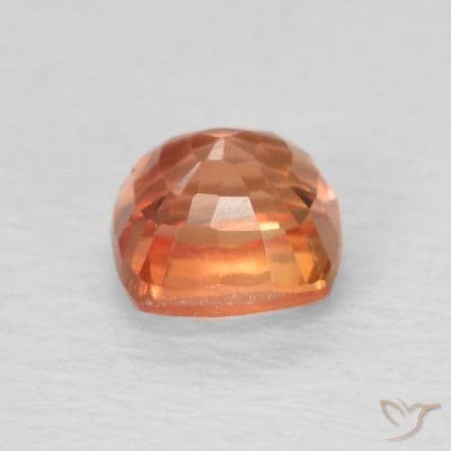 0.74ct Natural Orange Red Sapphire, Cushion Cut, 4.6x4.6 mm