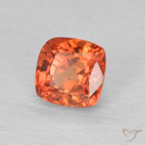0.56ct Natural Fire Orange Sapphire, Cushion Cut, 4.3x4.2 mm