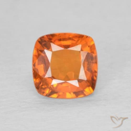 0.70ct Natural Fire Orange Sapphire, Cushion Cut, 4.5x4.5 mm