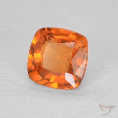 0.50ct Natural Fire Orange Sapphire, Cushion Cut, 4.5x4.5 mm