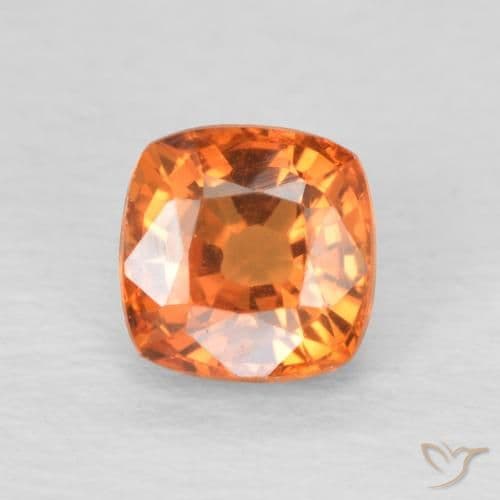 0.69ct Natural Deep Orange Sapphire, Cushion Cut, 4.7x4.7 mm