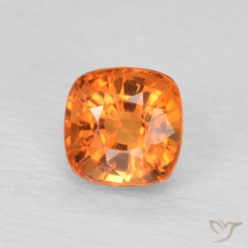1.16ct Apricot Orange Sapphire, Cushion Cut, 4.3x4.3 mm