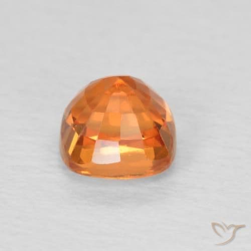 0.61ct Bright Orange Sapphire, Cushion Cut, 4.3x4.3 mm