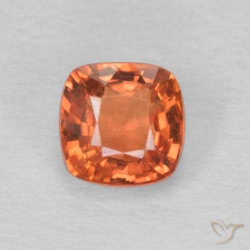 0.70ct Natural Fire Orange Sapphire, Cushion Cut, 4.5x4.5 mm