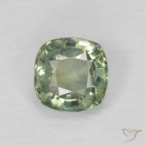 0.52ct Natural Sage Green Sapphire, Cushion Cut, 4.5x4.5 mm