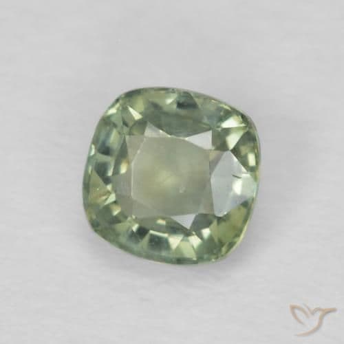 0.52ct Natural Sage Green Sapphire, Cushion Cut, 4.5x4.5 mm