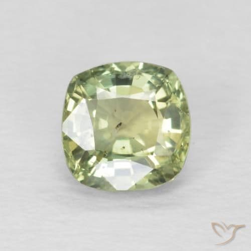0.59ct Very Light Sage Green Sapphire, Cushion Cut, 4.5x4.5 mm