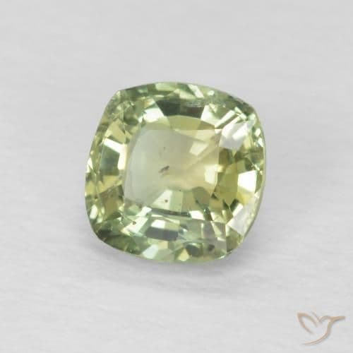 0.59ct Very Light Sage Green Sapphire, Cushion Cut, 4.5x4.5 mm