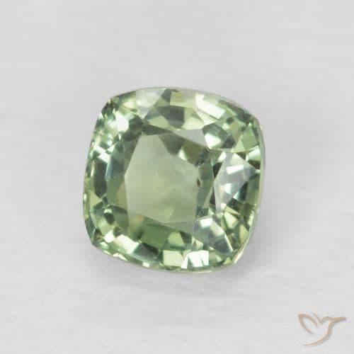 0.65ct Light Sage Green Sapphire, Cushion Cut, 4.5x4.4 mm