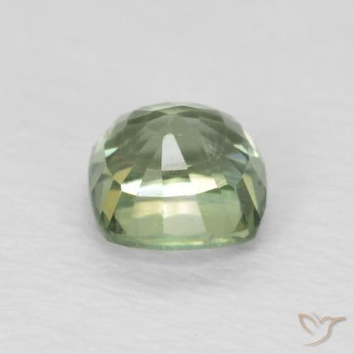 0.65ct Light Sage Green Sapphire, Cushion Cut, 4.5x4.4 mm