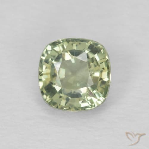 0.48ct Very Light Green Sapphire, Cushion Cut, 4.3x4.2 mm