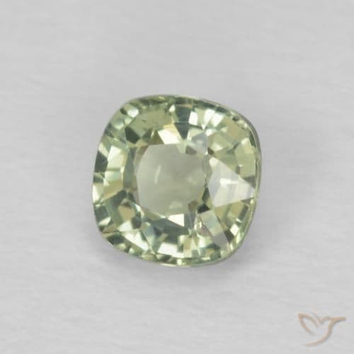 0.48ct Very Light Green Sapphire, Cushion Cut, 4.3x4.2 mm