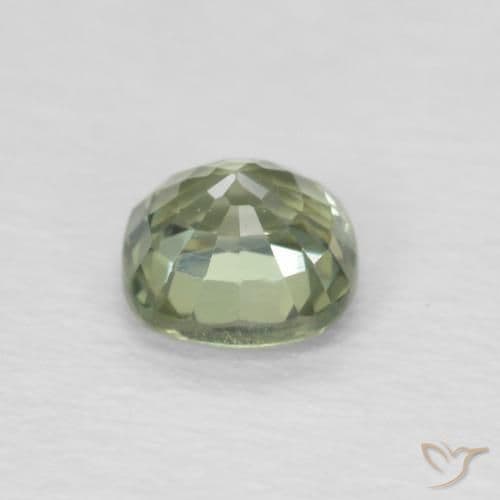 0.48ct Very Light Green Sapphire, Cushion Cut, 4.3x4.2 mm