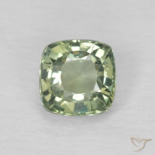 0.53ct Natural Light Green Sapphire, Cushion Cut, 4.3x4.3 mm