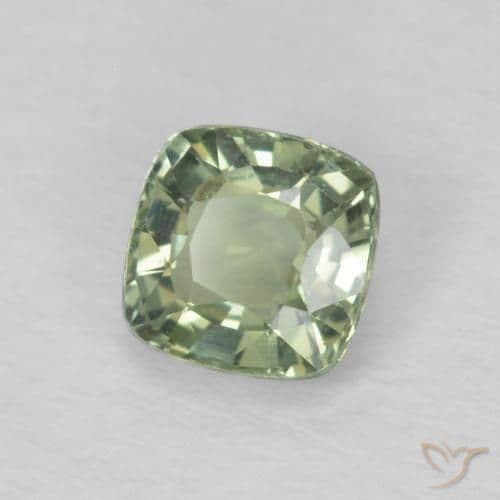 0.53ct Natural Light Green Sapphire, Cushion Cut, 4.3x4.3 mm