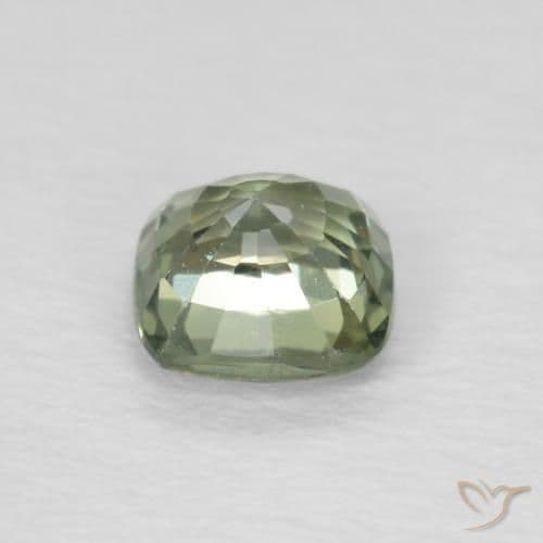 0.53ct Natural Light Green Sapphire, Cushion Cut, 4.3x4.3 mm