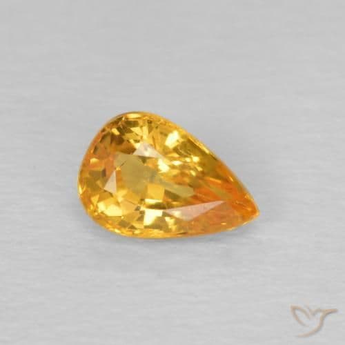 0.61ct Natural Medium Orange Sapphire, Pear Shape, 6x4.1 mm