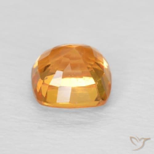0.71ct Medium Orange Sapphire, Cushion Cut, 4.6x4.6 mm