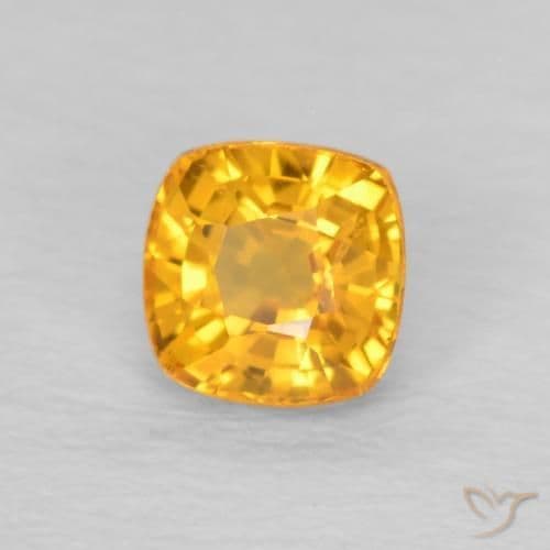 0.55ct Natural Orange-Gold Sapphire, Cushion Cut, 4.2x4.2 mm