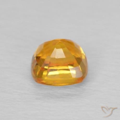 0.55ct Natural Orange-Gold Sapphire, Cushion Cut, 4.2x4.2 mm