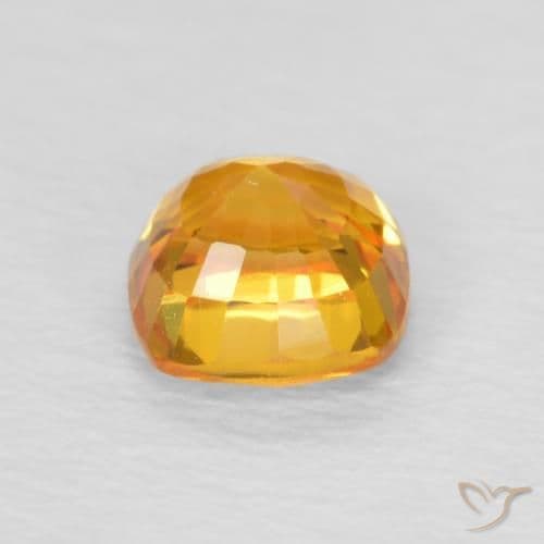 0.70ct Natural Orange-Gold Sapphire, Cushion Cut, 4.6x4.6 mm