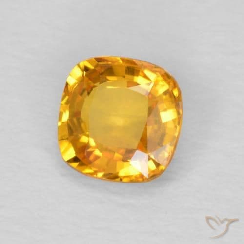 0.50ct Natural Orange-Gold Sapphire, Cushion Cut, 4.6x4.5 mm