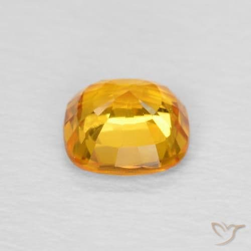 0.50ct Natural Orange-Gold Sapphire, Cushion Cut, 4.6x4.5 mm