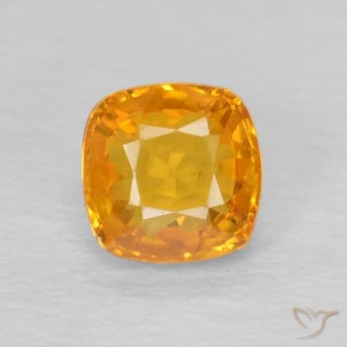0.59ct Natural Orange-Gold Sapphire, Cushion Cut, 4.6x4.5 mm