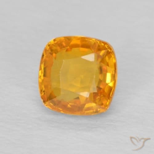 0.59ct Natural Orange-Gold Sapphire, Cushion Cut, 4.6x4.5 mm