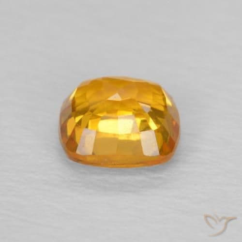 0.59ct Natural Orange-Gold Sapphire, Cushion Cut, 4.6x4.5 mm