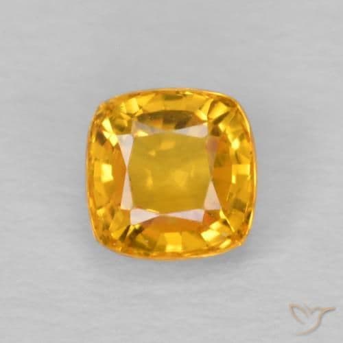 0.62ct Medium Orange Sapphire, Cushion Cut, 4.5x4.5 mm