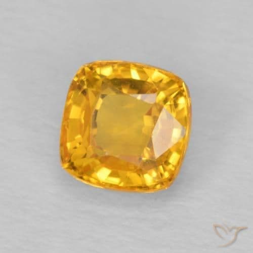 0.62ct Medium Orange Sapphire, Cushion Cut, 4.5x4.5 mm