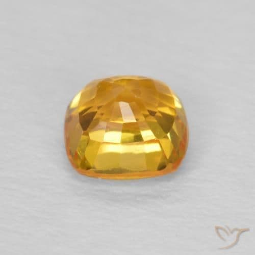 0.62ct Medium Orange Sapphire, Cushion Cut, 4.5x4.5 mm