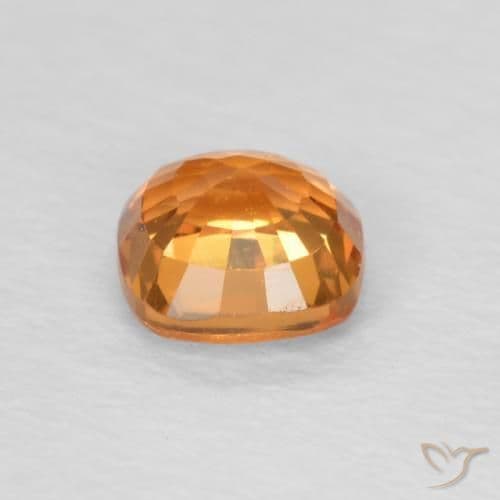 0.57ct Medium Orange Sapphire, Cushion Cut, 4.4x4.4 mm