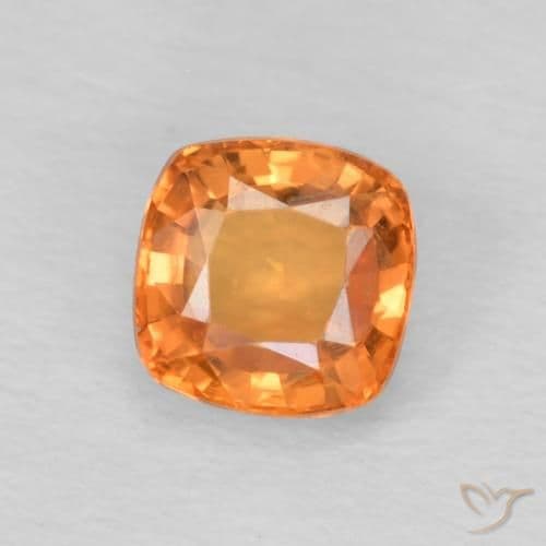 0.67ct Natural Fire Orange Sapphire, Cushion Cut, 4.7x4.6 mm