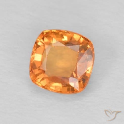 0.61ct Reddish Orange Sapphire, Cushion Cut, 4.5x4.5 mm
