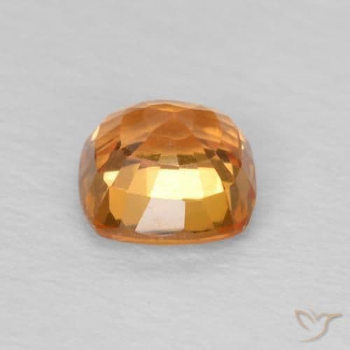 0.61ct Reddish Orange Sapphire, Cushion Cut, 4.5x4.5 mm