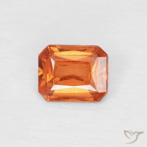 0.53ct Natural Warm Orange Sapphire, Emerald Cut, 4.8x3.9 mm