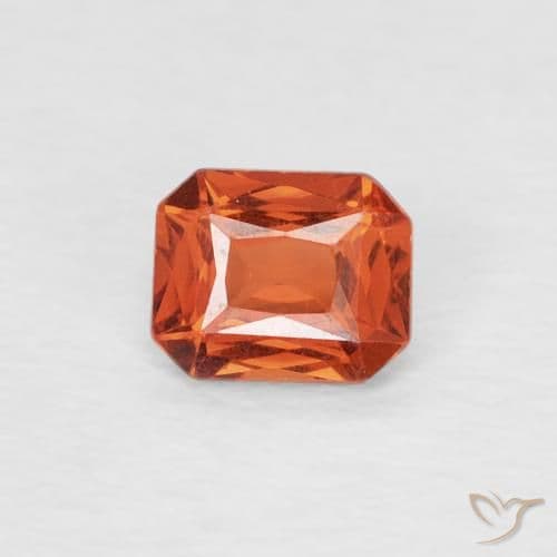 0.53ct Natural Warm Orange Sapphire, Emerald Cut, 4.8x3.9 mm