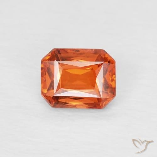 0.53ct Natural Warm Orange Sapphire, Emerald Cut, 4.8x3.9 mm